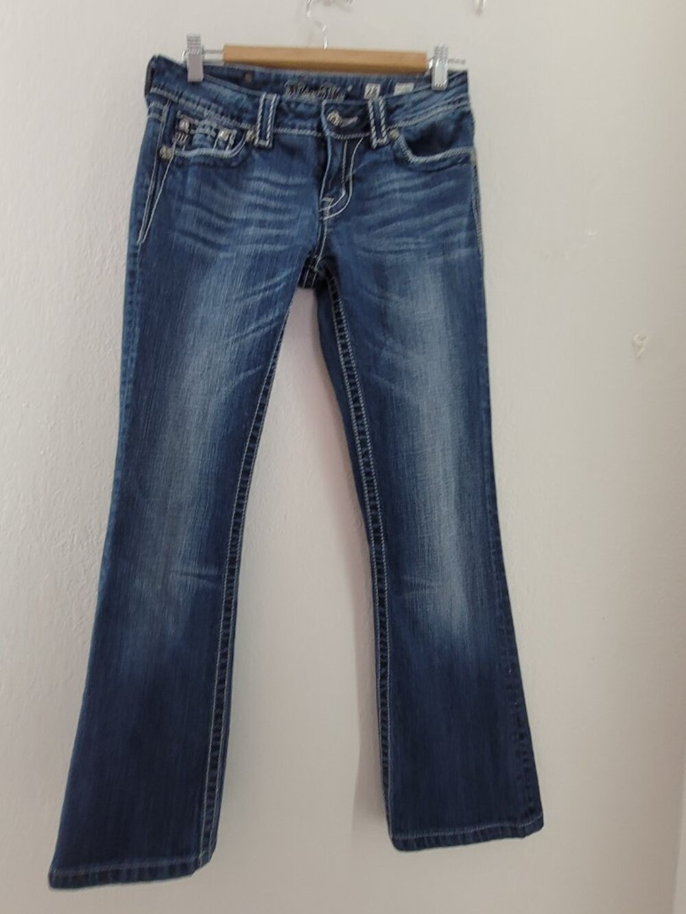 Miss Me Jeans Womens 28 Low Rise Boot Cut Western Stretch JP5342B Vintage - Picture 2 of 16